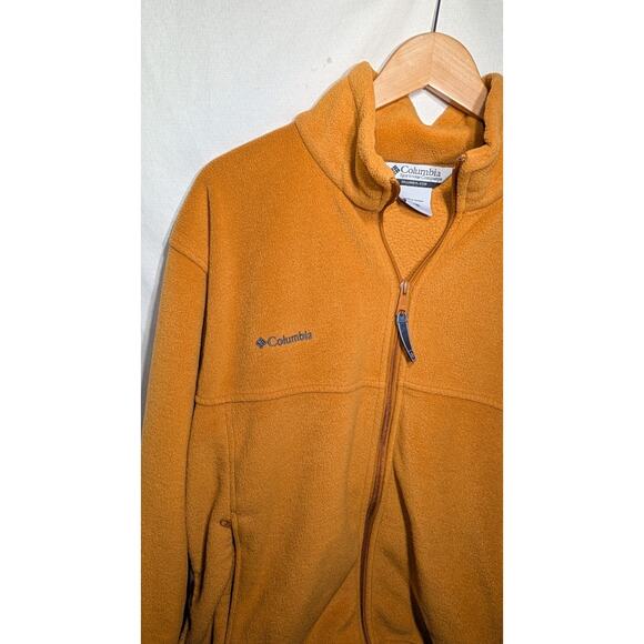 Columbia Men's Full Zip Fleece Jacket Sz L Orange Hiking Outdoors Camping - Picture 3 of 7